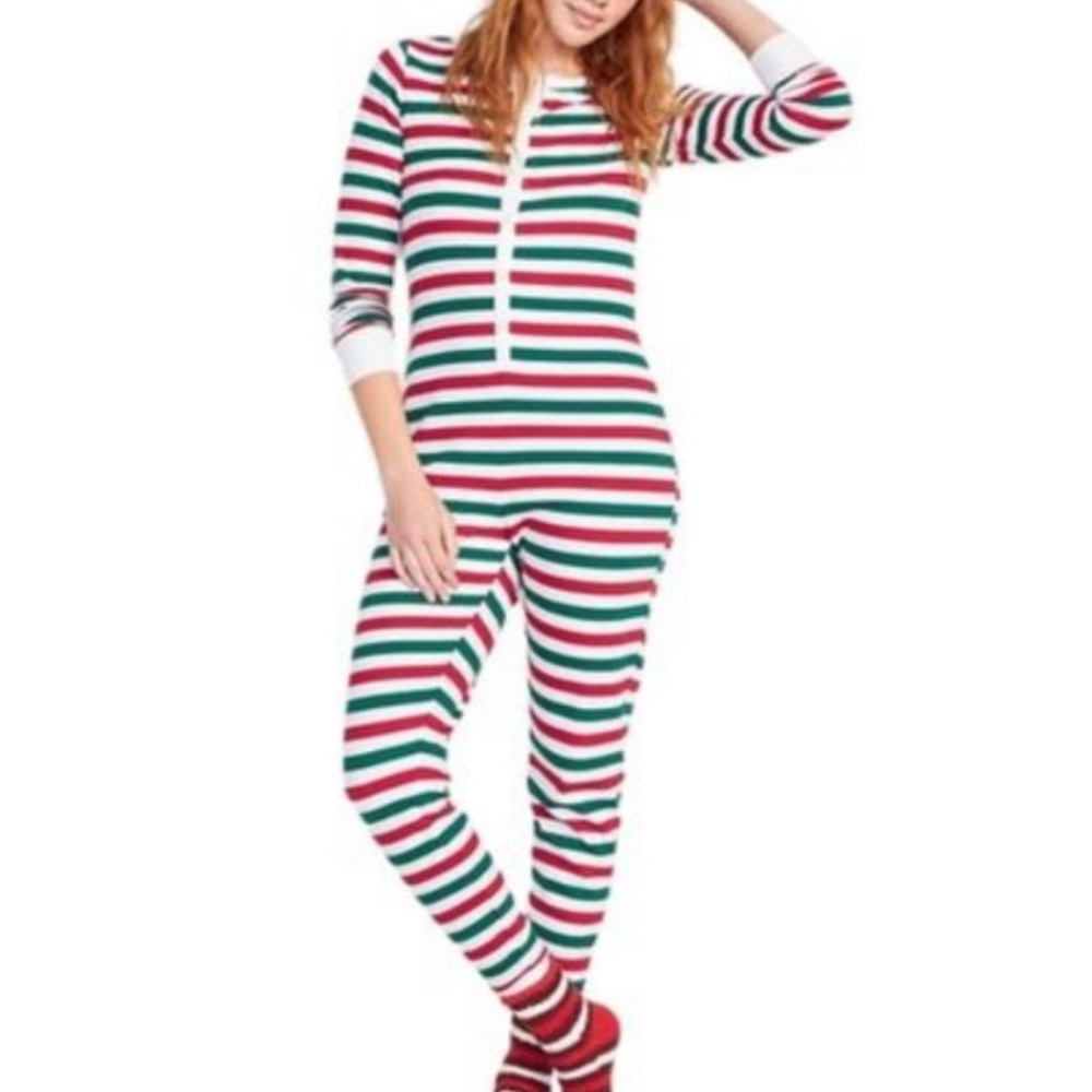 Old Navy Thermal-Knit Striped One-Piece Pajamas